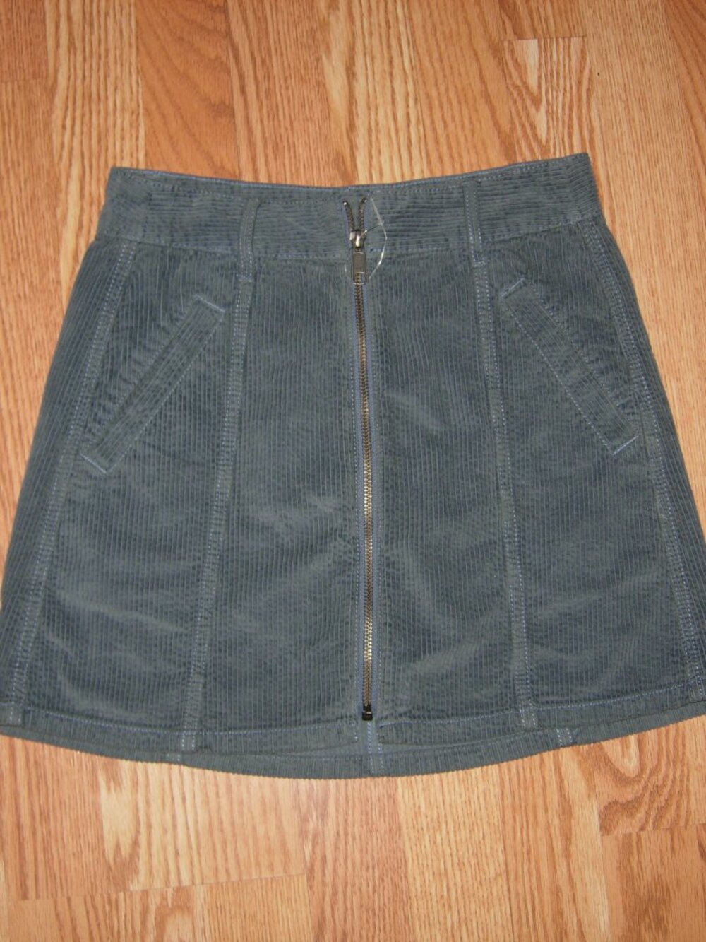 American Eagle Blue Corduroy Hi-Rise A-Line Mini Skirt 0